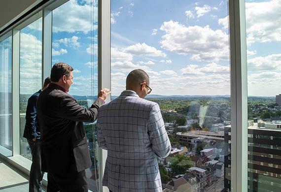 Looking out the window at five city center